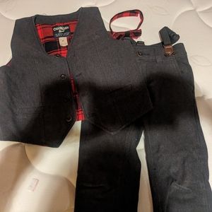 Grey 4 Piece Suspenders Set